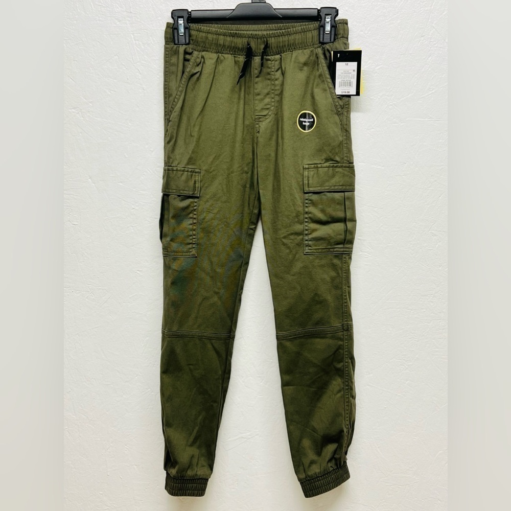 BOYS Pull On Cargo Pants-Olive Green